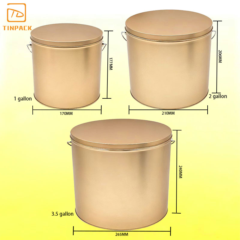 定制印刷款 1 升带手柄食品级爆米花罐