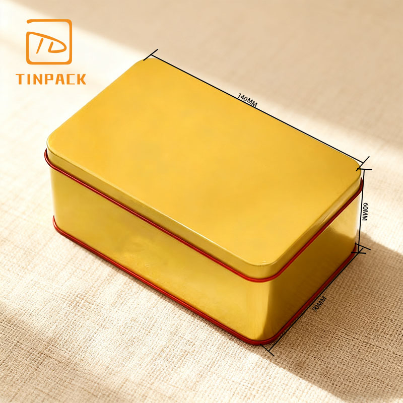 定制矩形锡盒，适用于圣诞节使用；空锡盒，用于装糖果、巧克力、饼干等食品级锡盒
