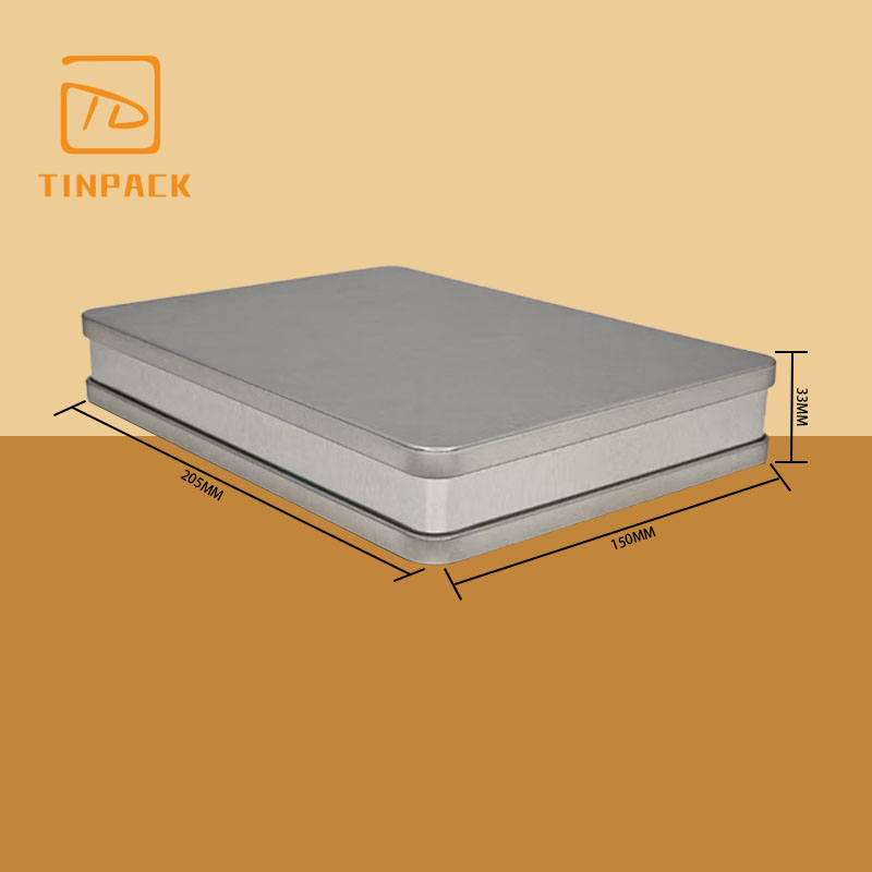 定制印刷矩形金属储物锡盒，带双面铰链盖矩形马口铁罐